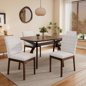 PAGED Wood Dining Table, Modern Kitchen Table with Rounded Corners, 59" Living Room Table for Kitchen Dining - 1 of 4