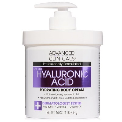 Advanced Clinicals Hyaluronic Acid Body Lotion, Hydrating Body Cream for Dry Skin, 16 Oz