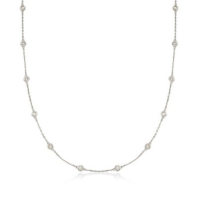 Ross-Simons 1.00-2.00 ct. t.w. Bezel-Set Diamond Station Necklace in Sterling Silver