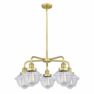 Oxford - 5 Light Stem Hung Chandelier In Art Deco Style-13.5 Inches Tall and 24.5 Inches Wide