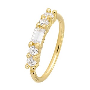 Jewelry Avalanche 14K Gold 5-stone Nose Hoop Ring Baguette & Round CZ Accent, 20G, 8mm - 1 of 4