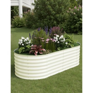 2 Pack Galvanized Raised Garden Beds, Open-Base Rust-Proof Planters, Easy Assembly Steel Boxes, Green/White - 1 of 4