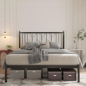 Platform Bed Frame with Wheat Head Headboard - 1 of 4