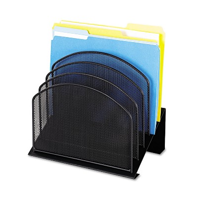 Safco Mesh Desk Organizer Five-Tiered Sections Steel 11 1/4 x 7 1/8 x 11 5/8 Black 3257BL