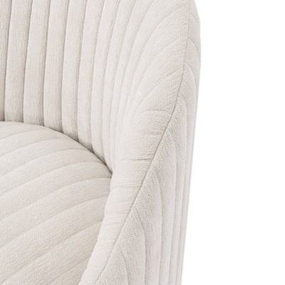 Cream Boucle Swivel Barrel Chairs with Gold Base, Set of 2
