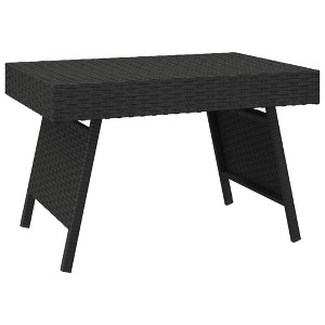 vidaXL Foldable Side Table, Black, 23.6"x15.7"x15", Poly Rattan - 1 of 4