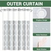 No Hook Grey Shower Curtain with Snap - in Liner, Geometric Waterdrop Design, Waterproof and Washable, 71x74 Inch - 3 of 4