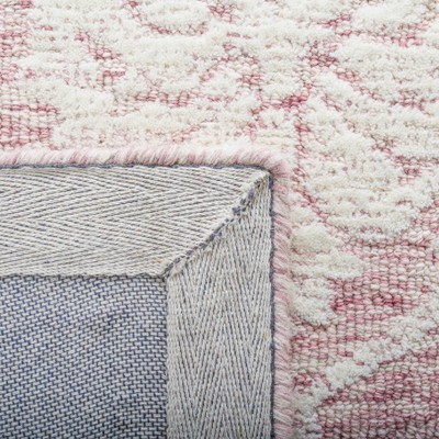 Ivory and Pink Floral Hand-Tufted Wool Area Rug, 8' x 10'