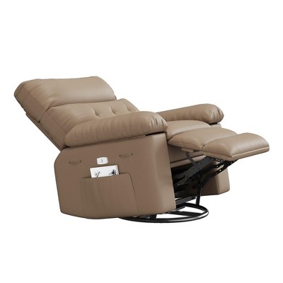 homfan Electric Recliner Chair - PU Leather 360° Swivel Recliner with Heat and Massage, Comfortable Lazy Chair for Living Room, Bedroom, Nursery