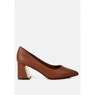 Casey Metallic Detail Block Heel Women Pumps