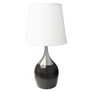 Ore International 24.5" Modern Metal Table Lamp with Touch Sensor Brown/White : Cylinder Shade, UL Listed, E26 - 1 of 3