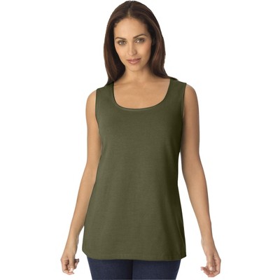 Jessica London Stretch Cotton Horseshoe Neck Tank