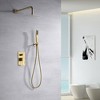 Sumerain Brushed Gold Shower System Pressure Balance Shower Faucet, 8 Inche Square Rain Shower Head - 3 of 4