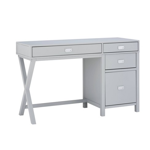 Peggy Transitional Campaign Side Storage Desk Gray - Linon