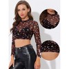 Allegra K Women's Semi-Sheer Party Heart Mesh Crop Top - 2 of 4