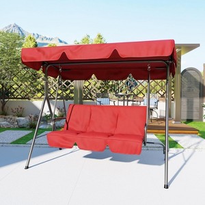 Patio Swing Chair With Adjustable Canopy, Outdoor Swing Chair With Adjustable Tilt Shade, Canopy Hanging Swings Glider Lounge Chairs - 1 of 4