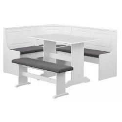 3pc Polly Upholstered Nook Dining Set White - Buylateral