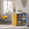 Storage Cabinet Modern Coffee Bar Cabinet with 3 Adjustable Shelves Yellow & Blue - 2 of 4