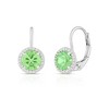 Elegant Green Gemstone Halo Drop Earrings Classic Leverback Design - 2 of 2