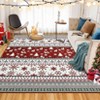 Christmas Washable Area Rug, Non Slip Low Pile Holiday Living Room Bedroom Carpet with Rubber Backing Accent Rug, Red - 3 of 4