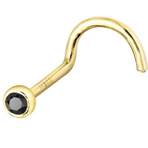 Jewelry Avalanche 22G 14K Gold Bezel-set Black Diamond Nose Screw Nose Stud - 1 of 3