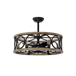 Warehouse Of Tiffany Marion 30" 6-Light Open Metal Drum Shade Lighted Ceiling Fan with Remote Control - 1 of 2