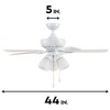 Portage Bay Miller Park 44 Inch Indoor Home Ceiling Fan with LED Light Fixture & 5 Reversible Blades, White Finish with Gray Oak/WhiteBlades - 4 of 4