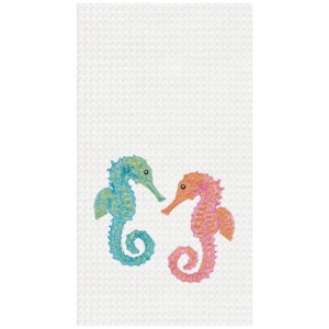 C&F Home Seahorse Duo Embroidered Cotton Waffle Weave Kitchen Towel - 1 of 2
