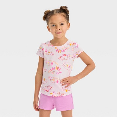 Image of Toddler Girls' Dinosaur Short Sleeve T-Shirt - Cat & Jack™ Pink 4T