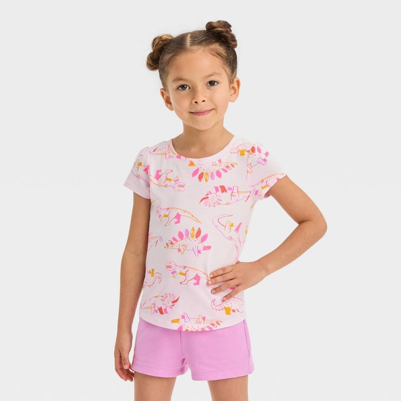 Toddler Girls' Dinosaur Short Sleeve T-Shirt - Cat & Jack™ Pink, 1 of 5