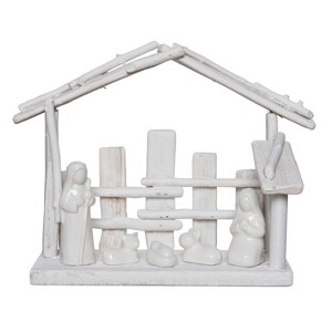Transpac Wood 12 in. White Christmas Minimalist Nativity Scene - 1 of 4