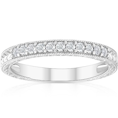 Pompeii3 1/4ct Vintage Diamond Hand Engraved Wedding Anniversary Ring 14K White Gold