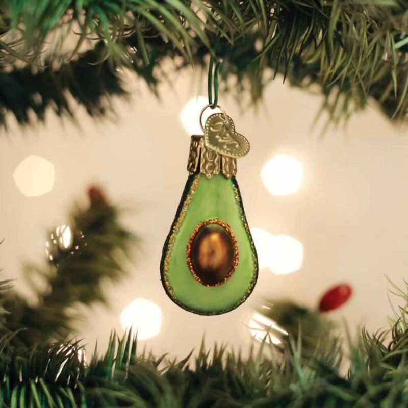 Old World Christmas 1.75 In Mini Avocado Ornament Fruit Pear Shaped Tree Ornaments, 2 of 4
