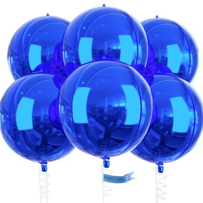 PartyWoo Foil Balloons Royal Blue Giant 4D 22 Inch 6 pcs