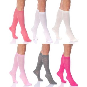 6 Pairs Women's Colorful Knee High Socks – Soft & Durable Combed Cotton (Size 9-11) - 1 of 1