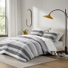 3Pcs Stripe Print Comforter Sets, Contemporary Style Lightweight Fluffy Bedding, Premium Textile Bed Set with Matching Shams - 3 of 4