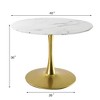40'' Harris Round Artificial Marble Top Pedestal Modern Dining Table Gold Base- Maison Boucle - 3 of 4