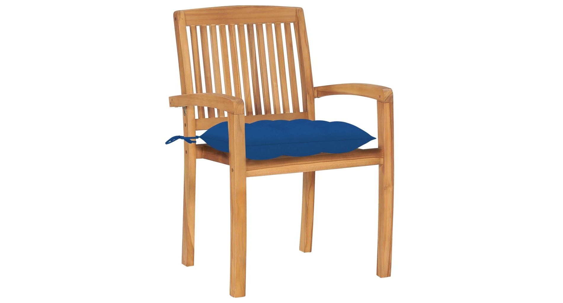 vidaXL 2x Solid Wood Teak Patio Chairs with Cushions Seat - Blue