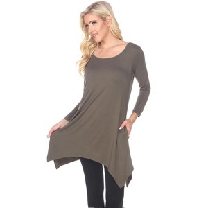 Women's 3/4 Sleeve Makayla Tunic Top with Pockets - White Mark - 1 of 3