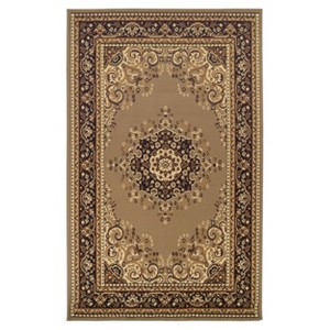 Formal Medallion Floral Vines Border Indoor Runner or Area Rug by Blue Nile Mills - 1 of 4