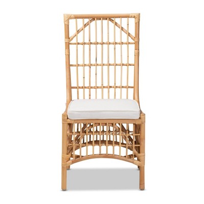 Serene White Cushioned Rattan & Cane Low Arm Chair