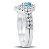 Pompeii3 1 1/2ct Blue Diamond Engagement Halo Curve Ring Set 10K White Gold - 2 of 4