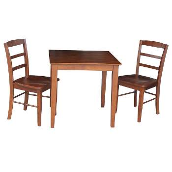 Set of 3 30" X 30" Dining Table with 2 Madrid Chairs Brown - International Concepts