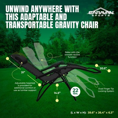 Beachside Bliss Zero Gravity Black Outdoor Lounger with Cup Holder