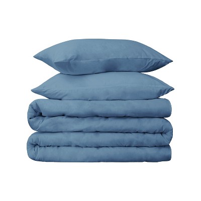 650-Thread Count Cotton Solid Duvet Cover and Sham Set by Blue Nile Mills