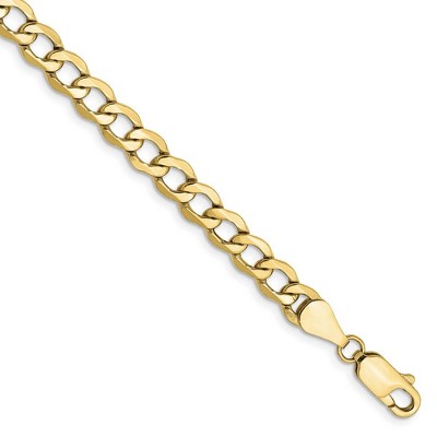 Black Bow Jewelry 5.25mm, 10k Yellow Gold Hollow Curb Link Chain Bracelet