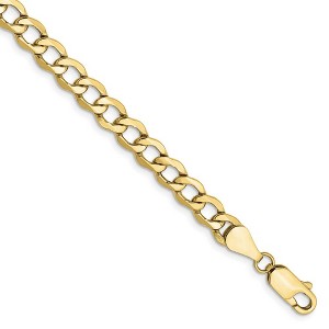 Black Bow Jewelry 5.25mm, 10k Yellow Gold Hollow Curb Link Chain Bracelet - 1 of 4