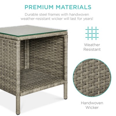 Taupe and Pistachio Steel Frame Wicker Bistro Set with Glass Tabletop