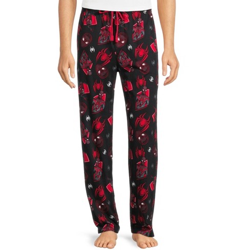 Marvel Spider-Man Men's Miles Morales Mask Allover Print Pajama Pants  (X-Large) Black