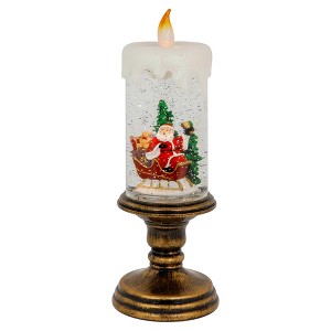 Northlight LED Lighted Santa and Sleigh Candle Christmas Glitter Snow Globe - 11" - 1 of 4